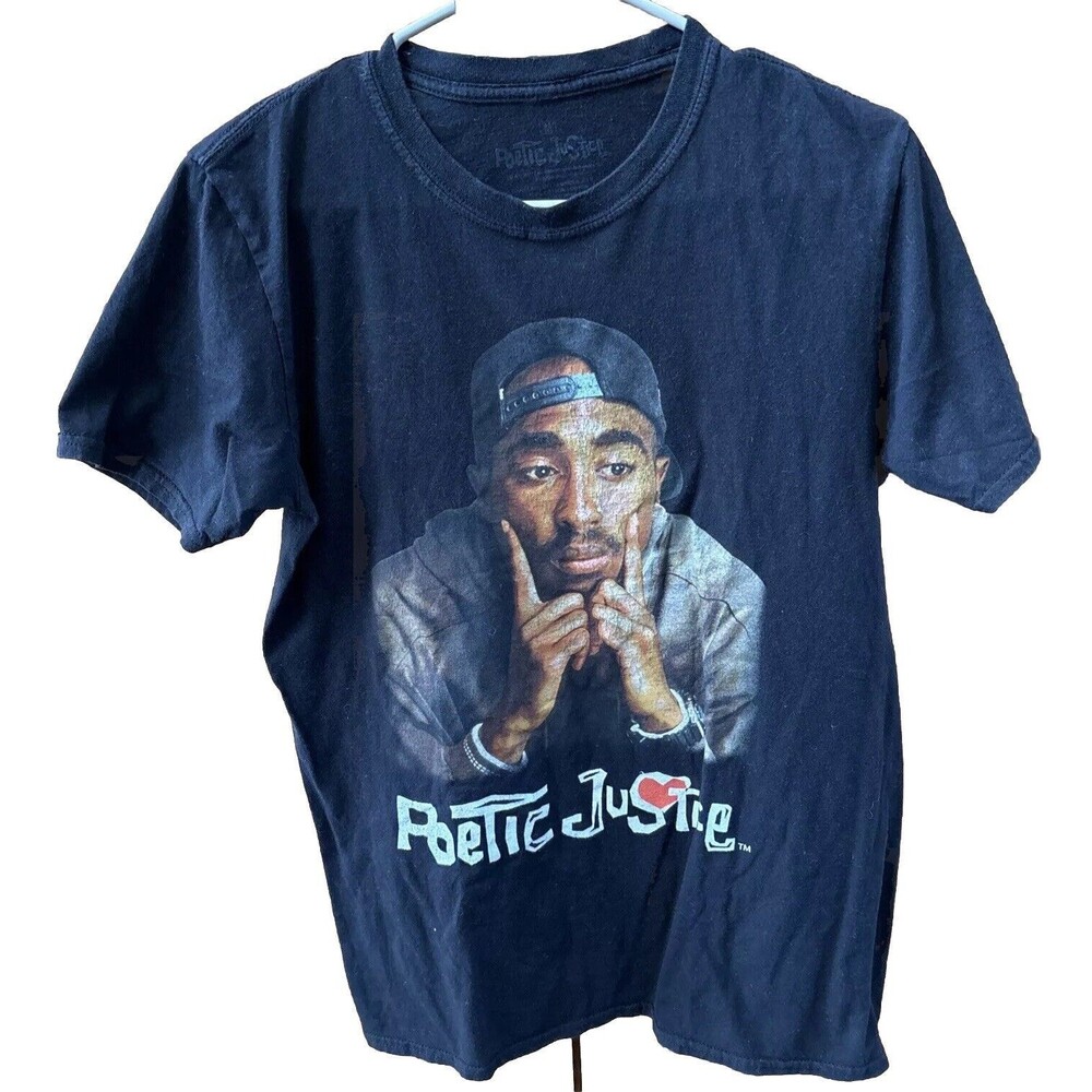 Poetic Justice T Shirt M Black Pullover Short Sleeve Cotton Stretch Graphic